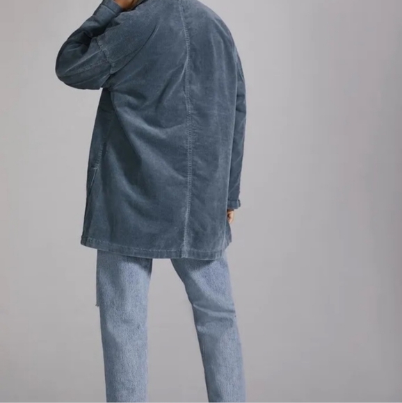 Anthropologie Pilcro Oversized Corduroy Blazer Jacket Coat Shacket Blue - Picture 4 of 7